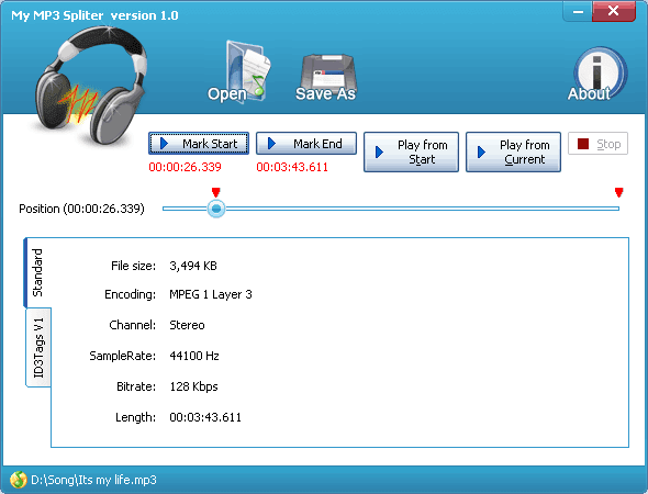 captura de tela do My MP3 Splitter
