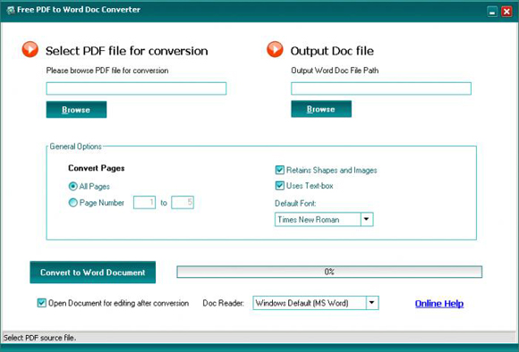 captura de tela do Free PDF to Word Doc Converter