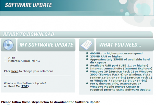 Motorola Software Update screenshot