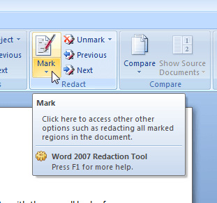 Word 2007 Redaction Tool screenshot