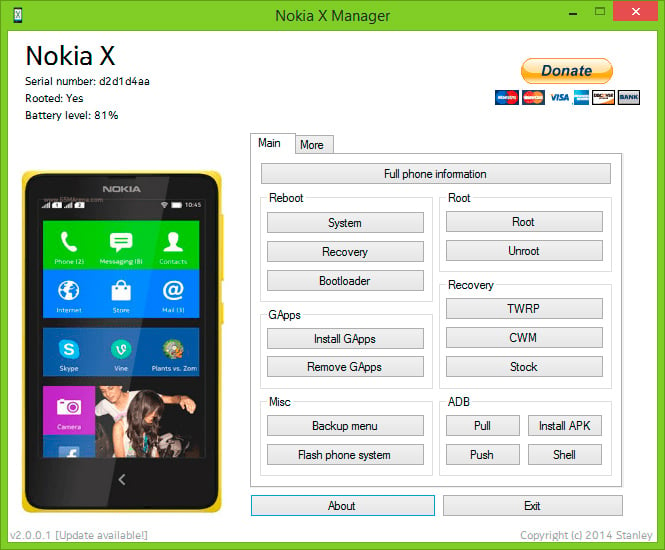 Nokia X Manager screenshot