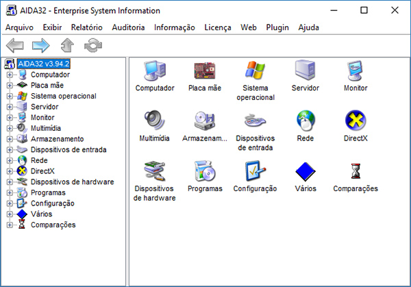 captura de tela do AIDA32