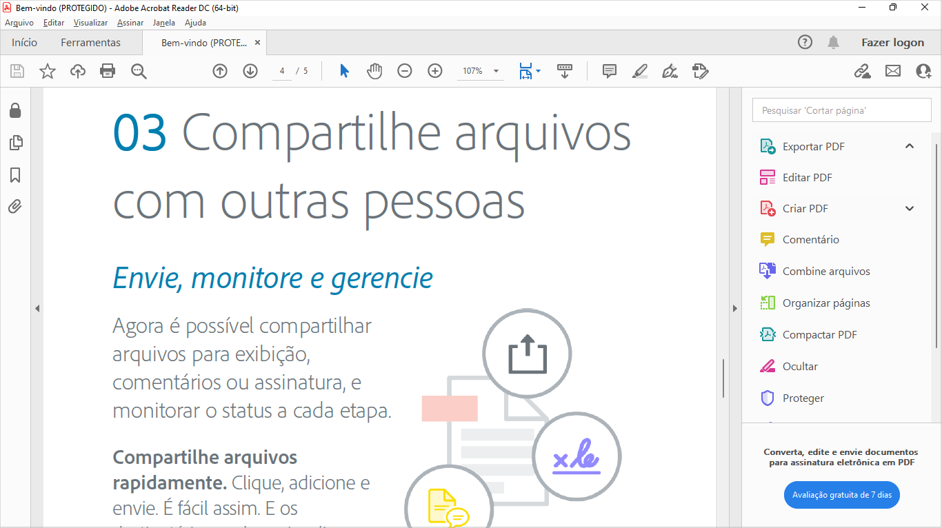 Adobe Acrobat Reader DC compartilhar