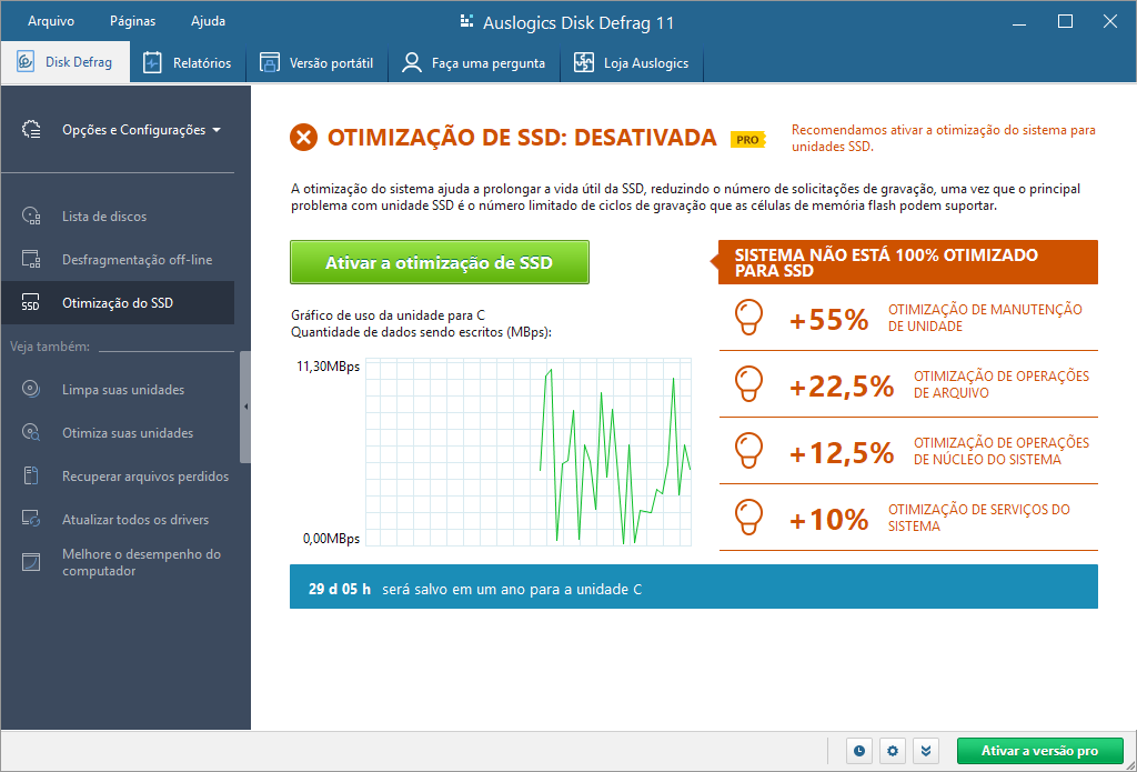 Auslogics Disk Defrag otimizacao de SSD