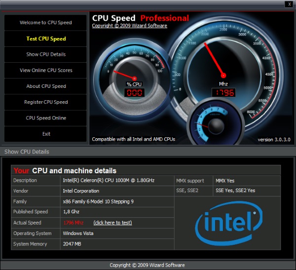 captura de tela do CPU Speed Professional