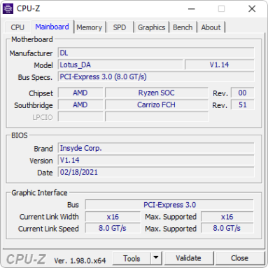 Captura de tela do CPU-Z mostrando sua aba 