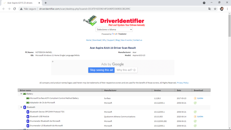 DriverIdentifier captura de tela 4 baixesoft