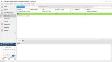 Captura de tela demonstrativa do Essentialpim mostrando seu menu 
