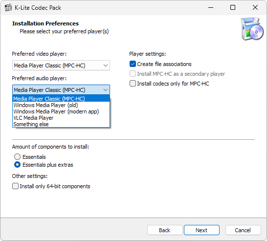 Instalador K Lite Codec Pack captura de tela 3