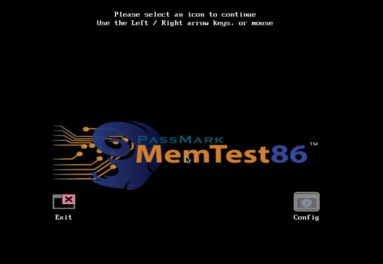 Captura de tela demonstrativa da tela inicial do Memtest86.