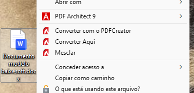 Menu de contexto pdfcreator