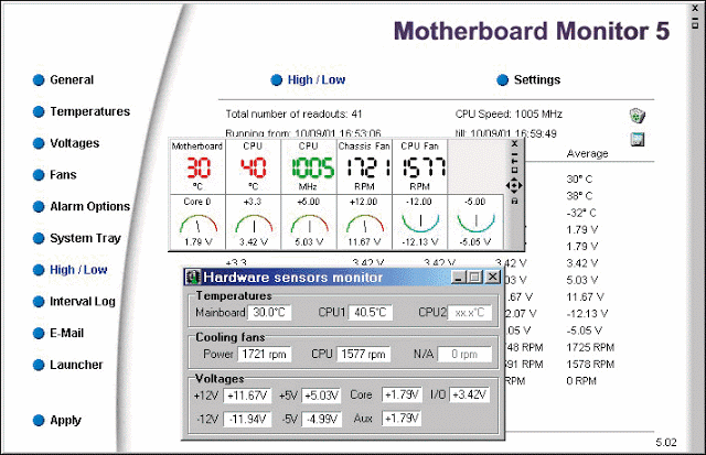 captura de tela do Motherboard Monitor