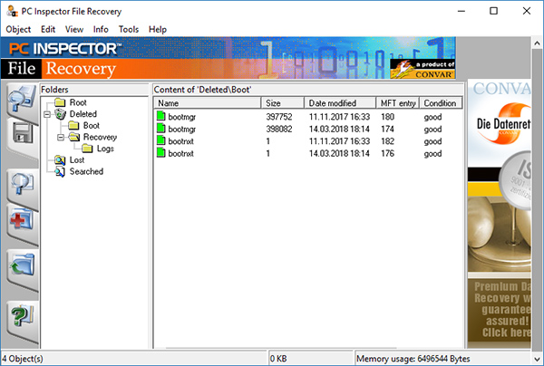 captura de tela do PC Inspector File Recovery