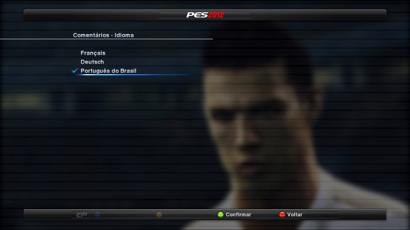 PES 2012 captura de tela ativando a narracao