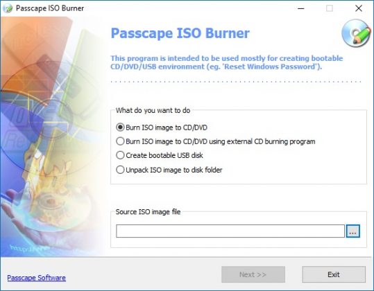 Passcape ISO Burner screenshot baixesoft