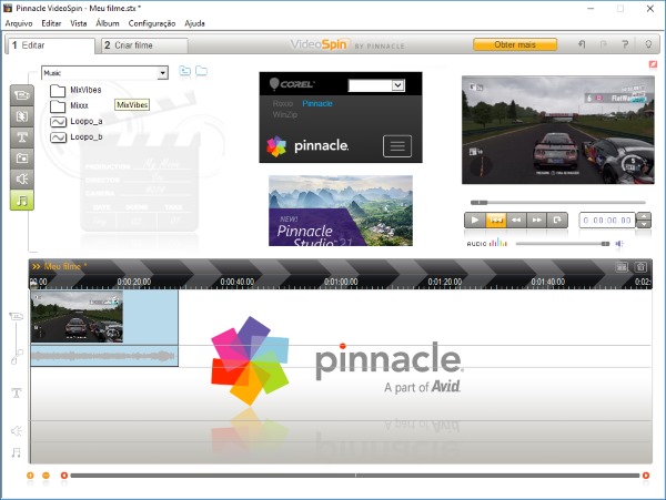 captura de tela do Pinnacle VideoSpin