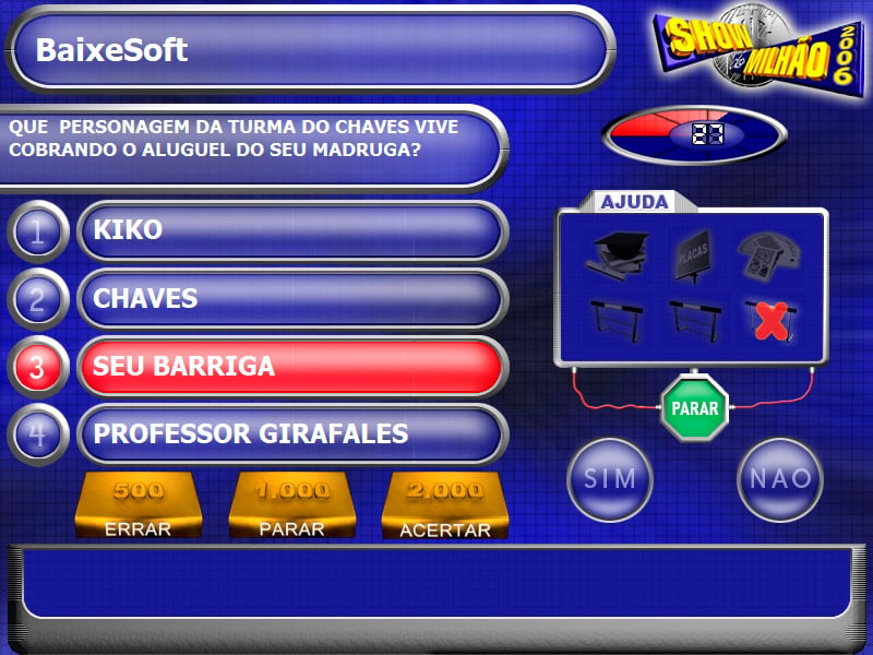captura de tela do jogo Show do Milhão 2006