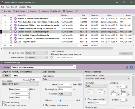 Pazera Easy FLV to AVI Converter captura de tela 2
