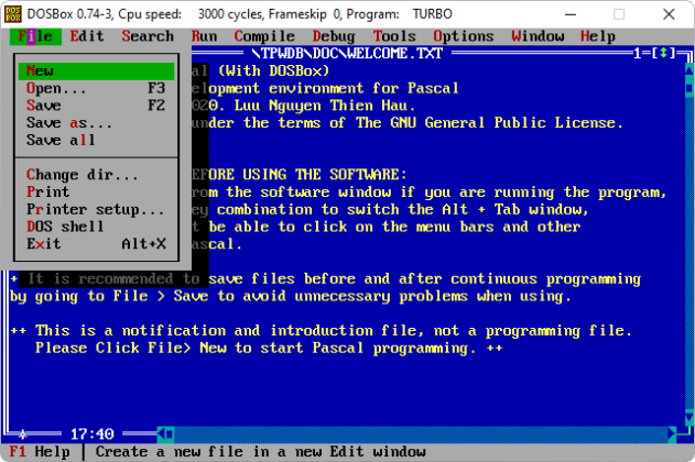 Turbo Pascal captura de tela 2 baixesoft
