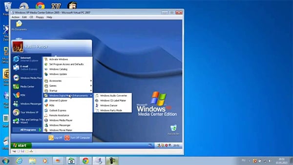 Windows Virtual PC screenshot