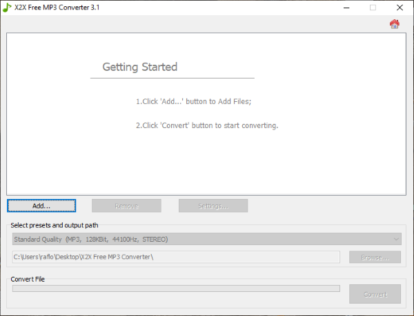 captura de tela do X2X Free Audio Converter