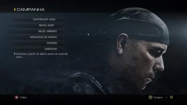 Captura de tela do jogo Call of Duty: Ghosts traduzido.