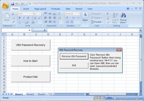 Excel Tool VBA Password Recovery screenshot baixesoft