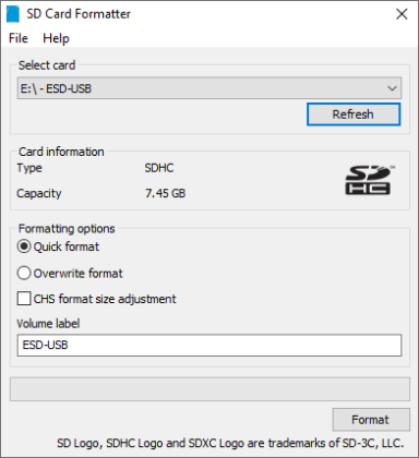 SD Card Formatter captura de tela 1