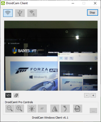 captura de tela do DroidCam