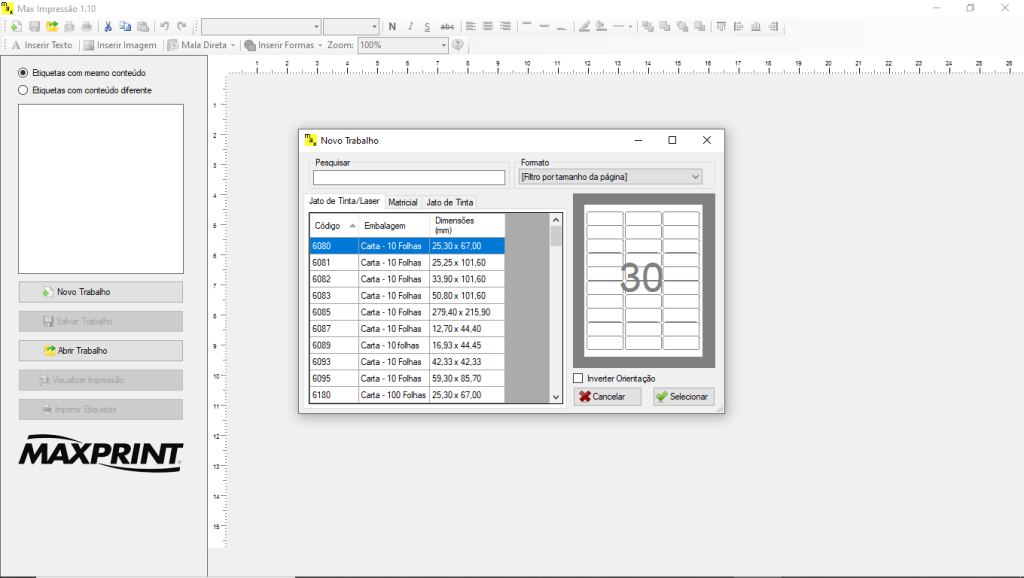 Max Impressão Software de Impressão de Etiquetas Download