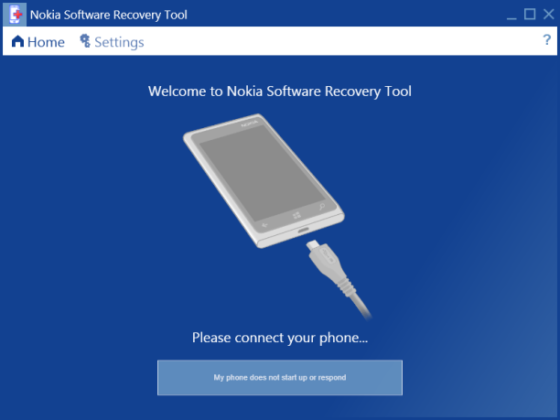 Nokia Software Recovery Tool captura de tela
