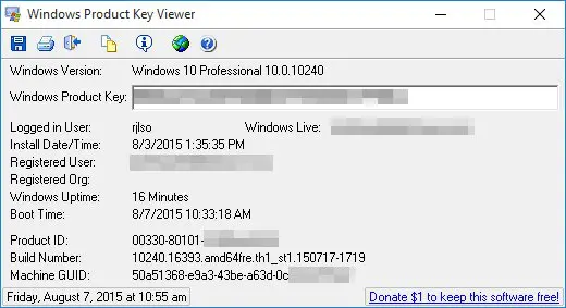 Windows Product Key Viewer captura de tela 1