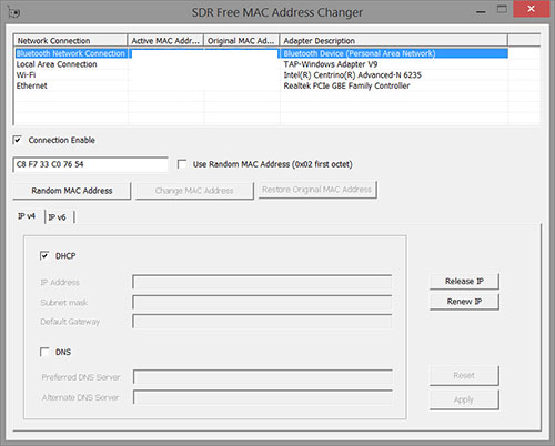 SDR Free Mac Adress Changer captura de tela 1