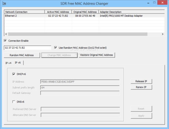 SDR Free Mac Adress Changer captura de tela 2