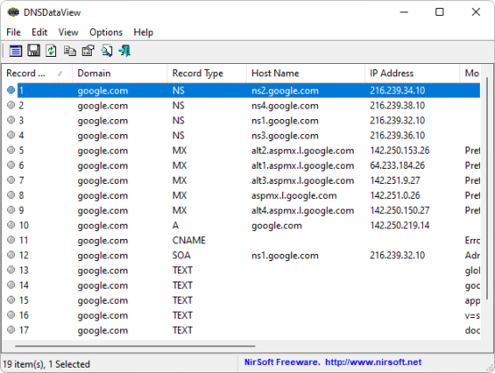 DNSDataView captura de tela 1 baixesoft