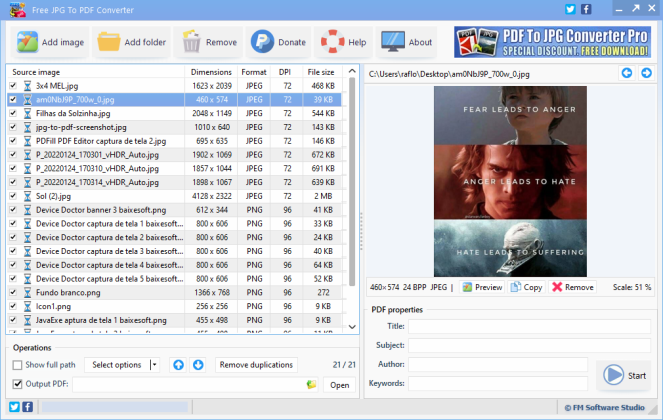 Free JPG To PDF Converter aptura de tela 2 baixesoft