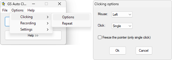 GS Auto Clicker Clicking options 01