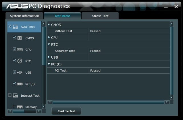 ASUS PC Diagnostics captura de tela 2