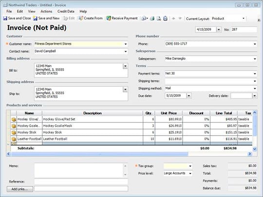captura de tela do Microsoft Office Accounting Express