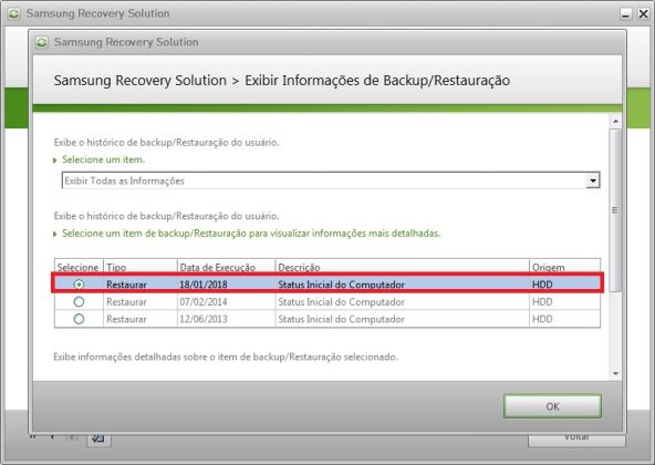 Samsung Recovery Solution captura de tela 3