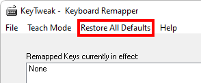 restore all defalults keytweak