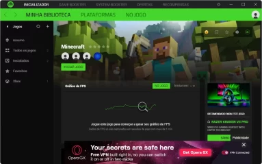 Captura de tela demonstrativa do Razer Cortex mostrando um jogo em seleção para ser inicializado a partir do programa com suas otimizações.