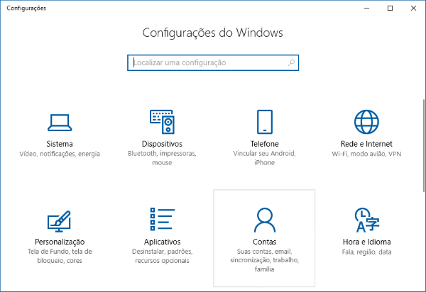 Contas Windows 10