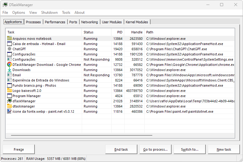 DTaskManager captura de tela conceitual 1