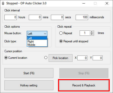 Record Playback op autoclicker