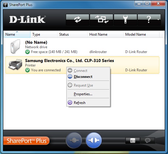 captura de tela do D-Link SharePort Plus