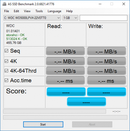 AS SSD Benchmark captura de tela 1