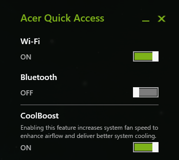 captura de tela do Acer Quick Access