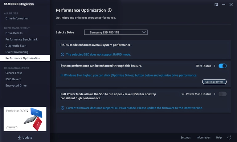 Performance optimization samsung ssd magician