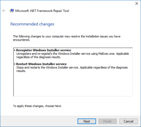 Microsoft .NET Framework Repair Tool screenshot baixesoft
